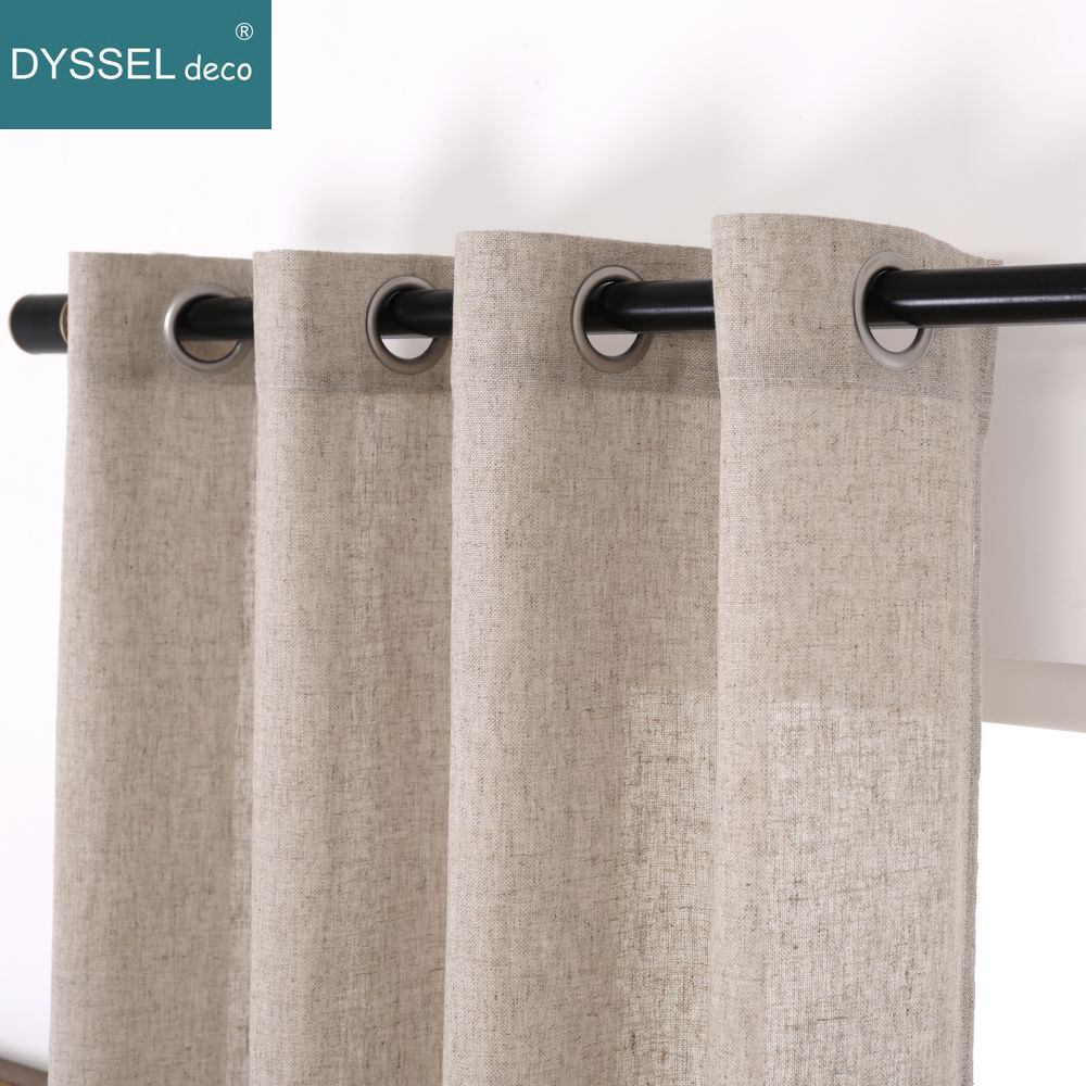 Linen Curtain Eyelet - Solidny dom dekoracyjny anty-uv naturalny len
