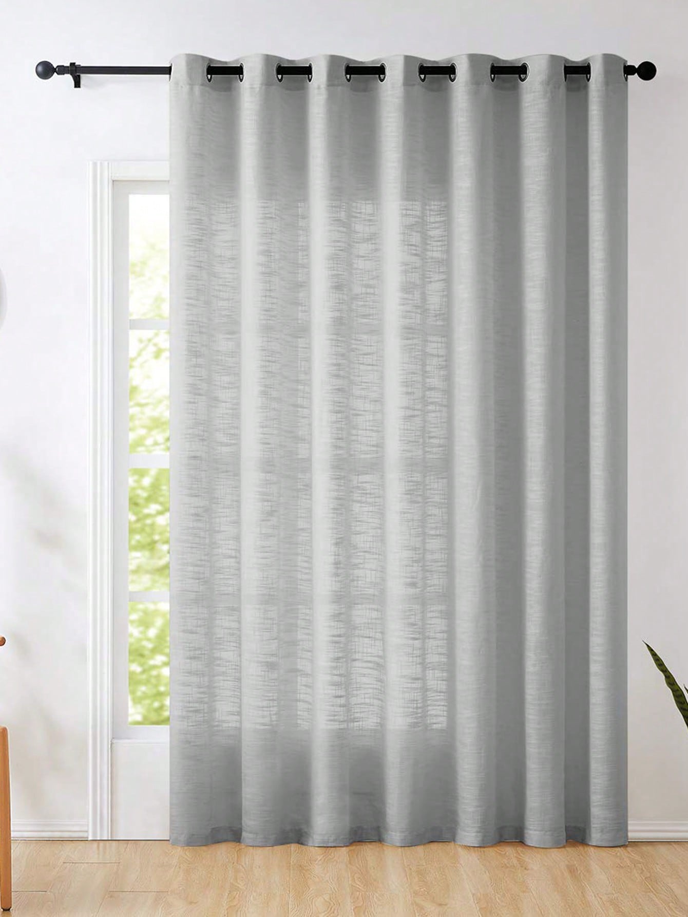 Szare poliestrowe zasłony o te – Linen Curtain Eyelet recenzja i cena